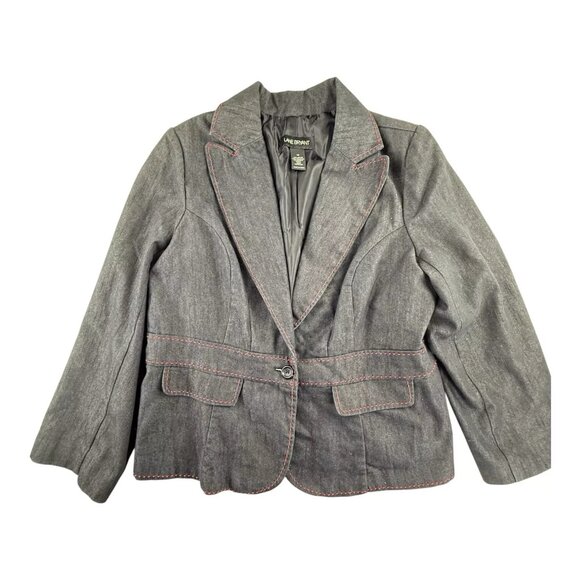 Lane Bryant 1-Button Dark Blue Denim Blazer - Picture 1 of 15